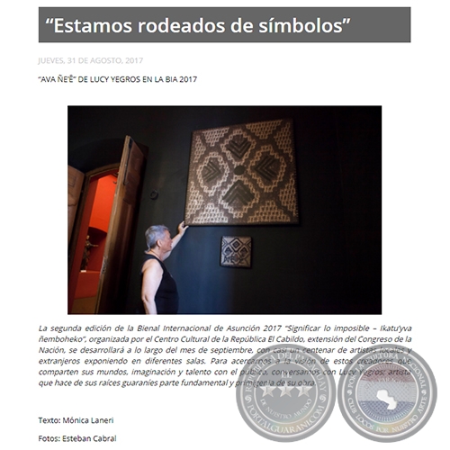 Estamos rodeados de smbolos - AVA Eʔ DE LUCY YEGROS EN LA BIA 2017 - Jueves, 31 de Agosto, 2017